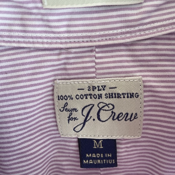 J.Crew Men’s Classic Fit Button-Down Shirt Purple White Stripe 100% Cotton M - Picture 3 of 3